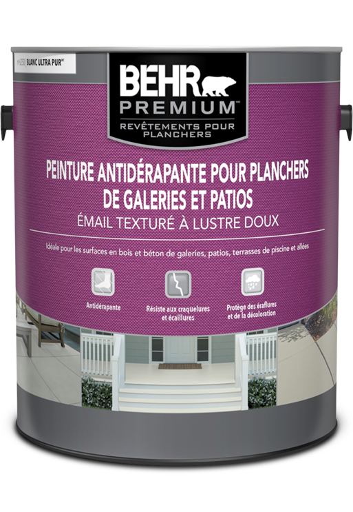 Can of Behr Premium Porch and Patio Anti-Slip Floor Paint Low-Lustre