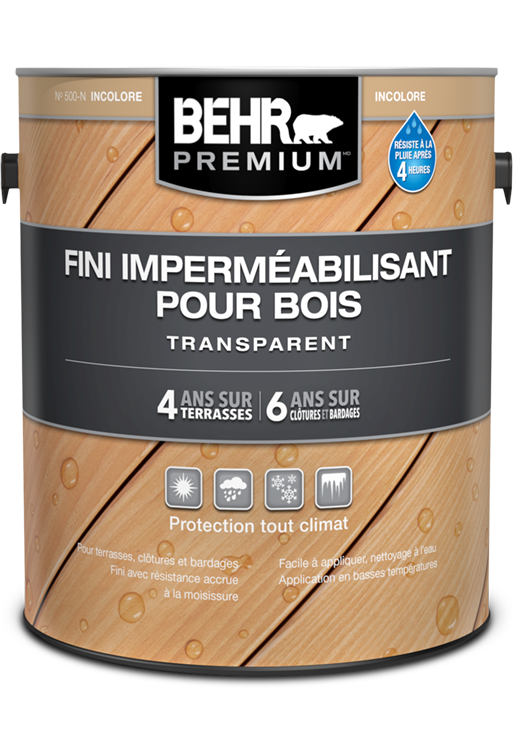 1 gal can of Behr Premium Transparent Waterproofing Wood Finish